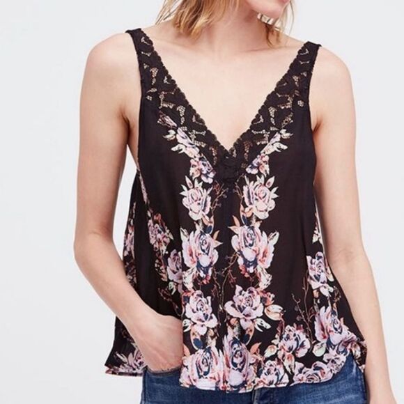 Free People Intimately Morning Rose Floral Tank Top Moody Flirty Size Xs NWT - Picture 1 of 8